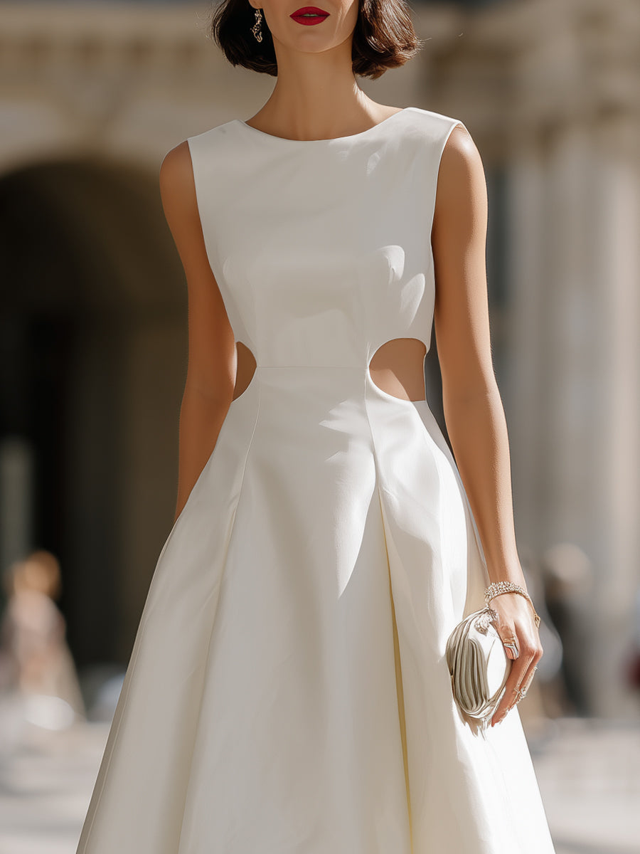 Midi A-line Dress with Side Cutouts