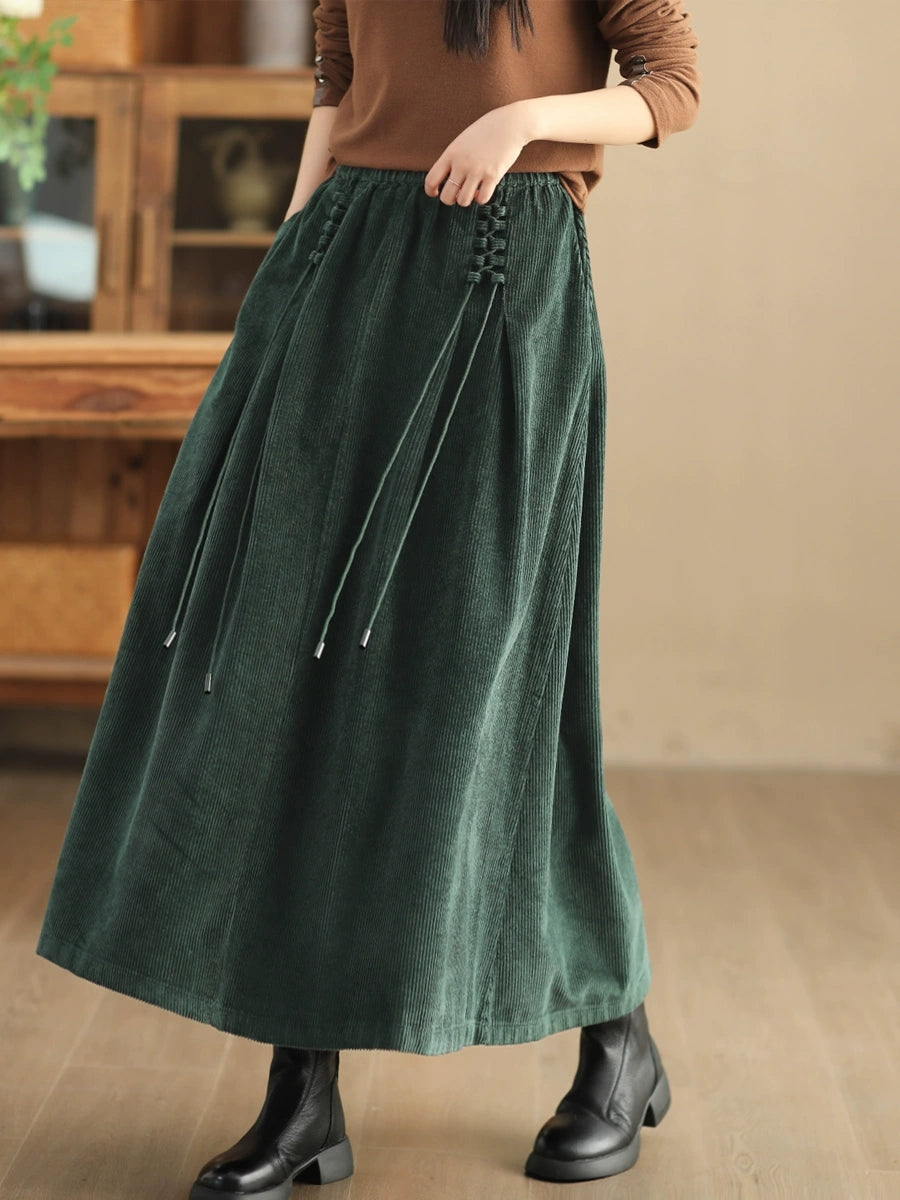 Retro Kordbársony Pántos A-vonalú Szoknya | Plus Size