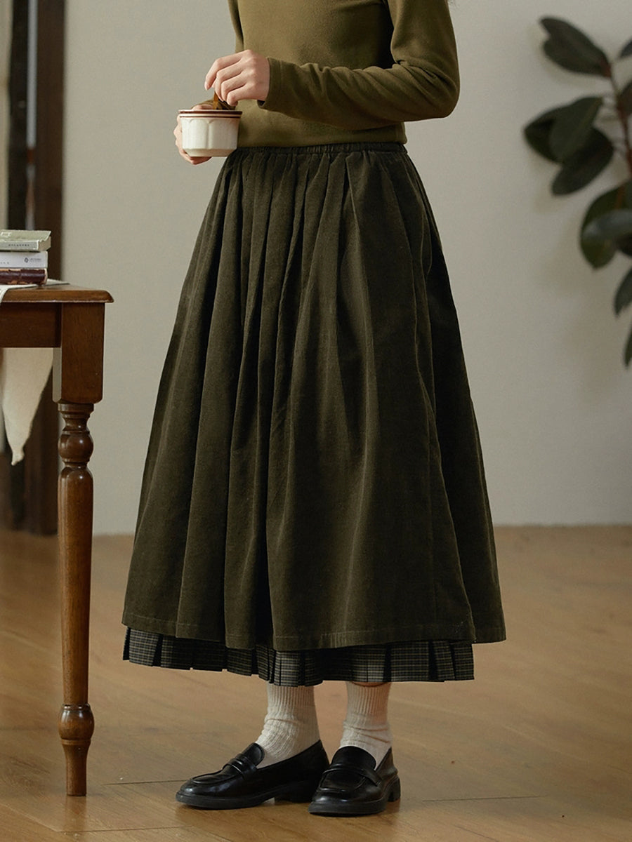 Retro Kockás Betétes 100% Pamut Szoknya | Plus Size