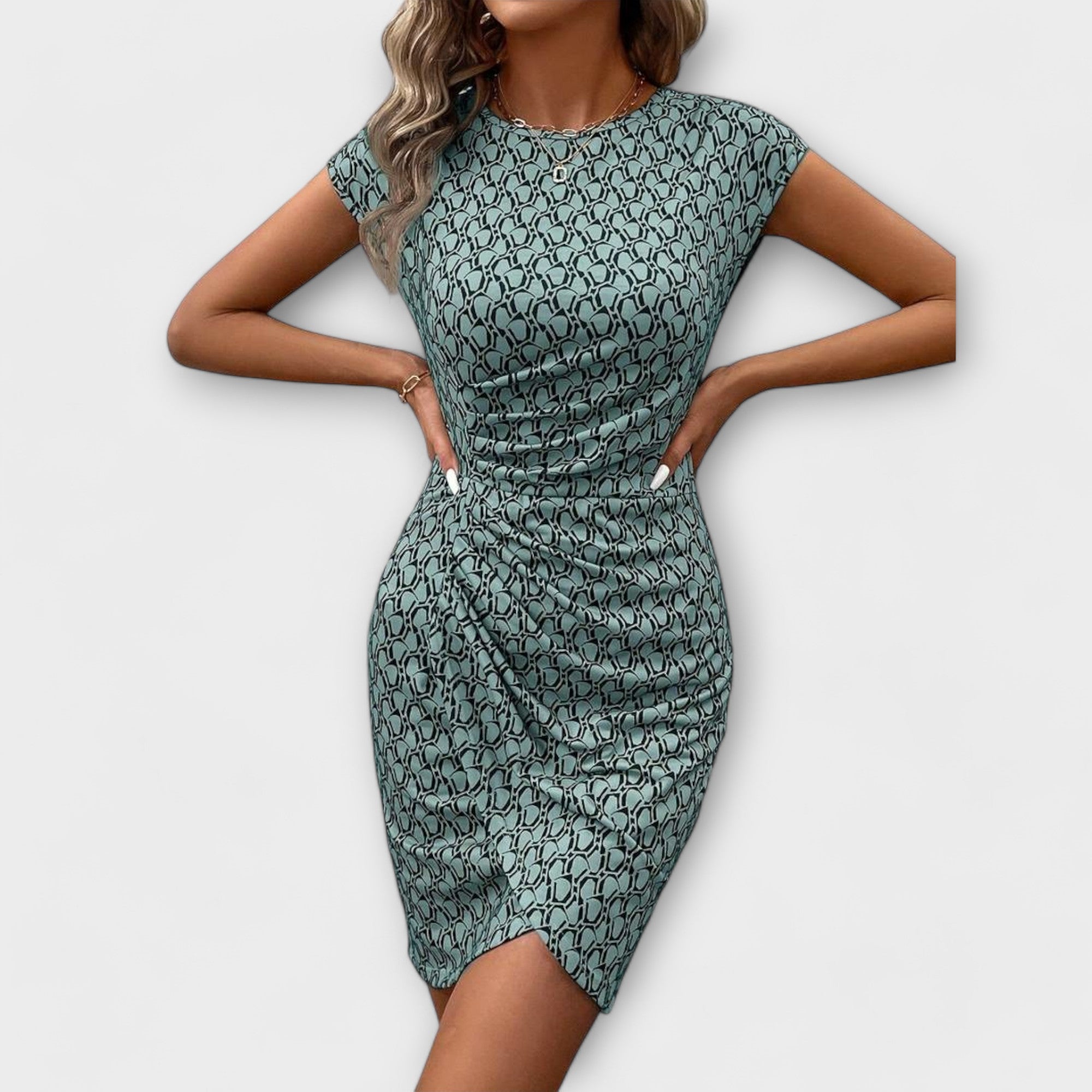 Emma - Short tulip dress with engineered print