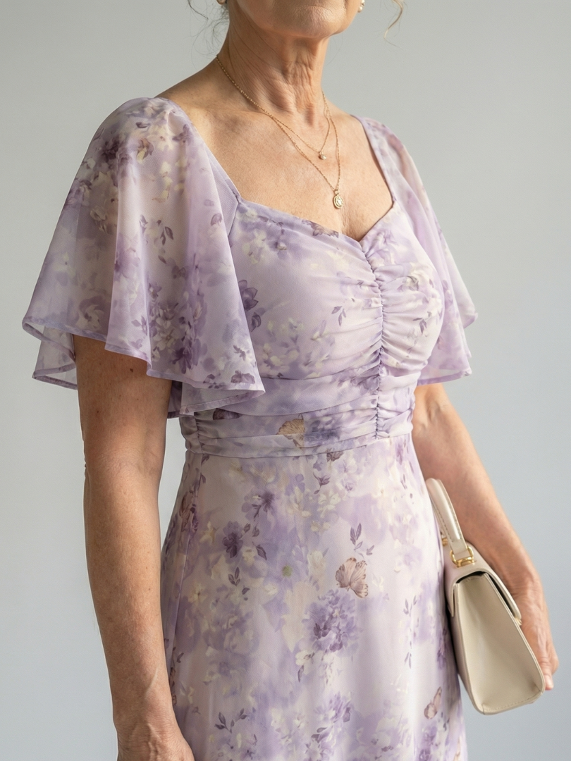 Patrycja | Midi Dress with Wavy Sleeves