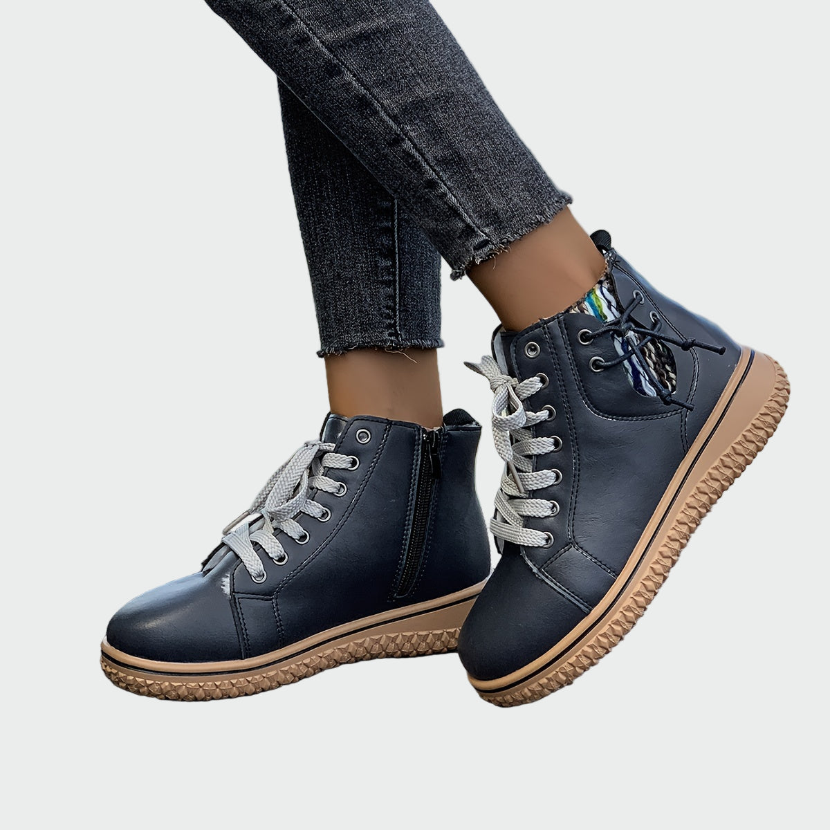 Orthopedic leather ankle boots