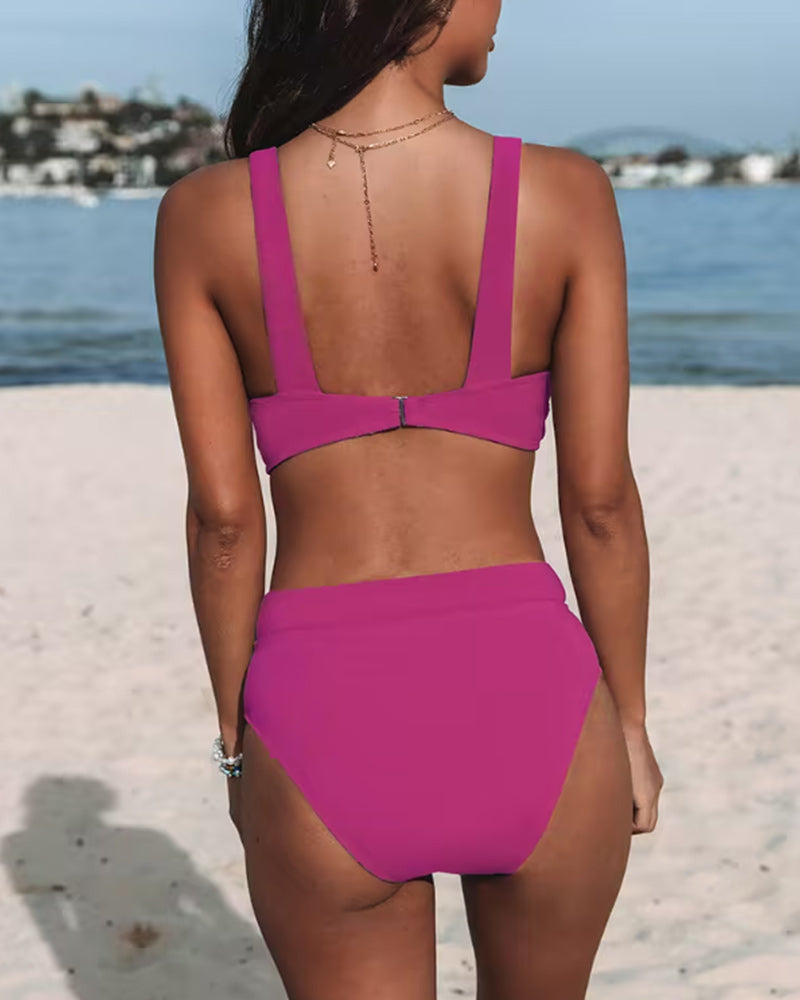 Hilde - High-waisted plain swimsuit