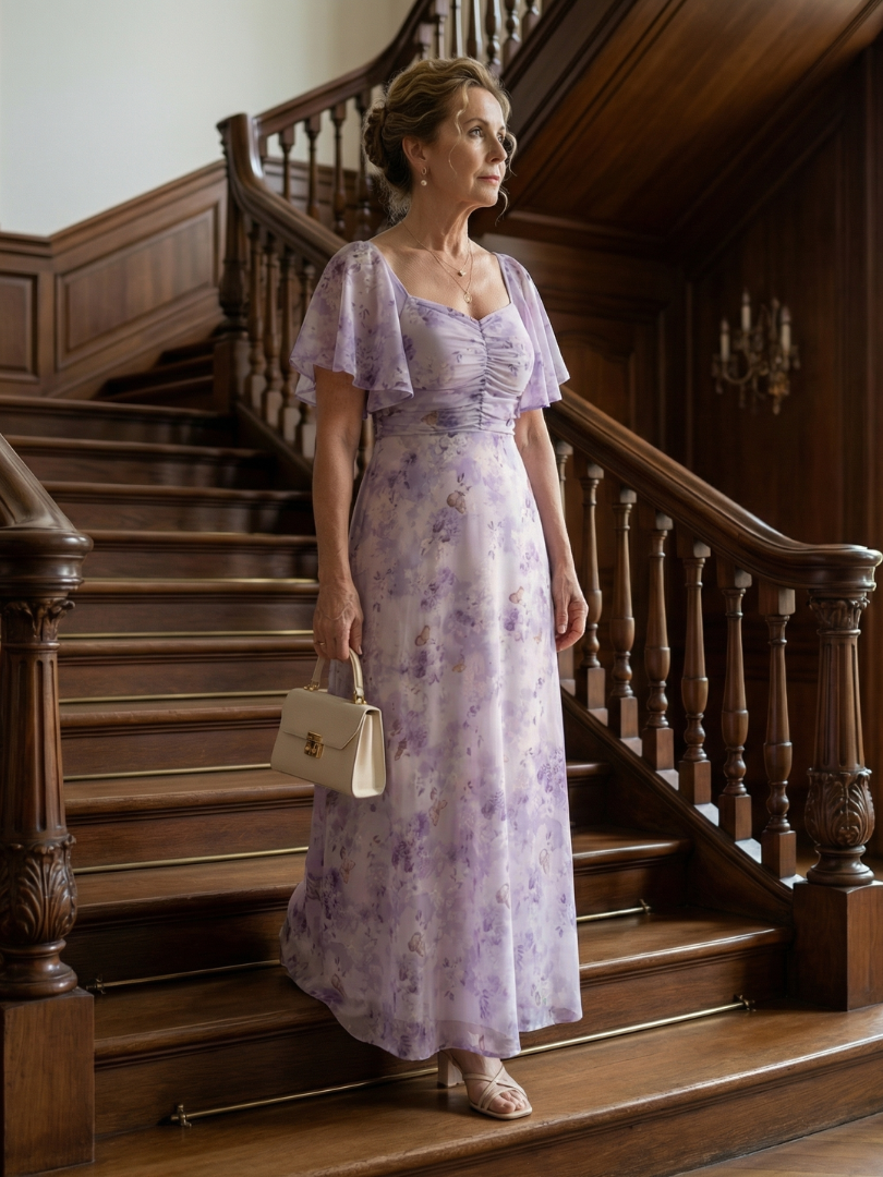 Patrycja | Midi Dress with Wavy Sleeves