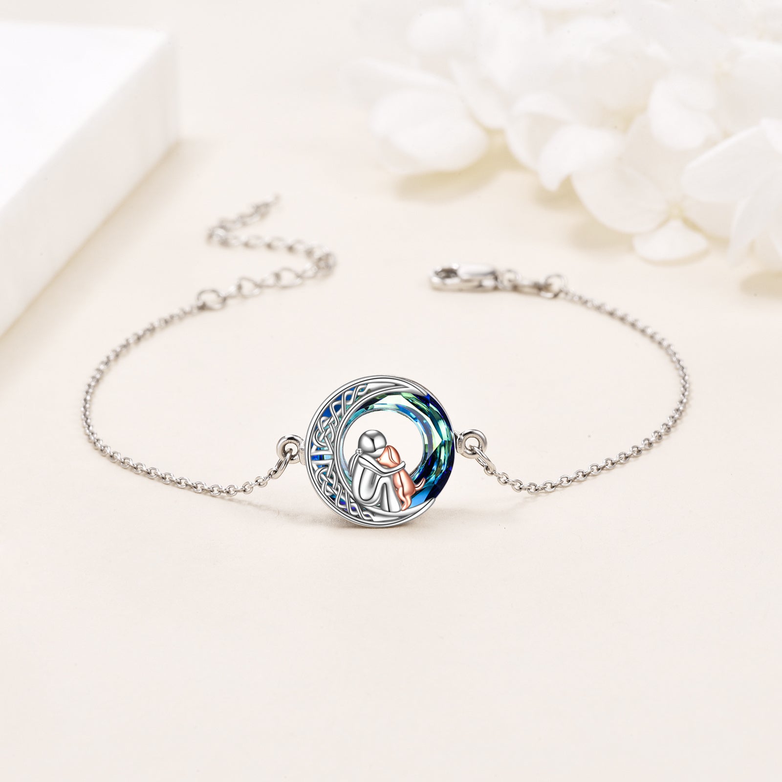 Sterling Silver Adjustable Dog Charm Bracelet
