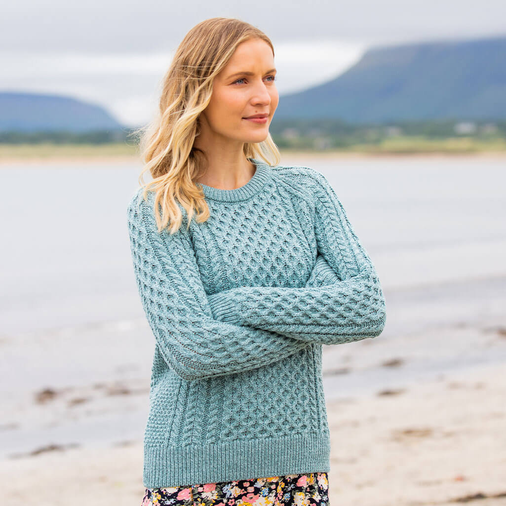 Women's Traditional Crew Neck Aran Sweater