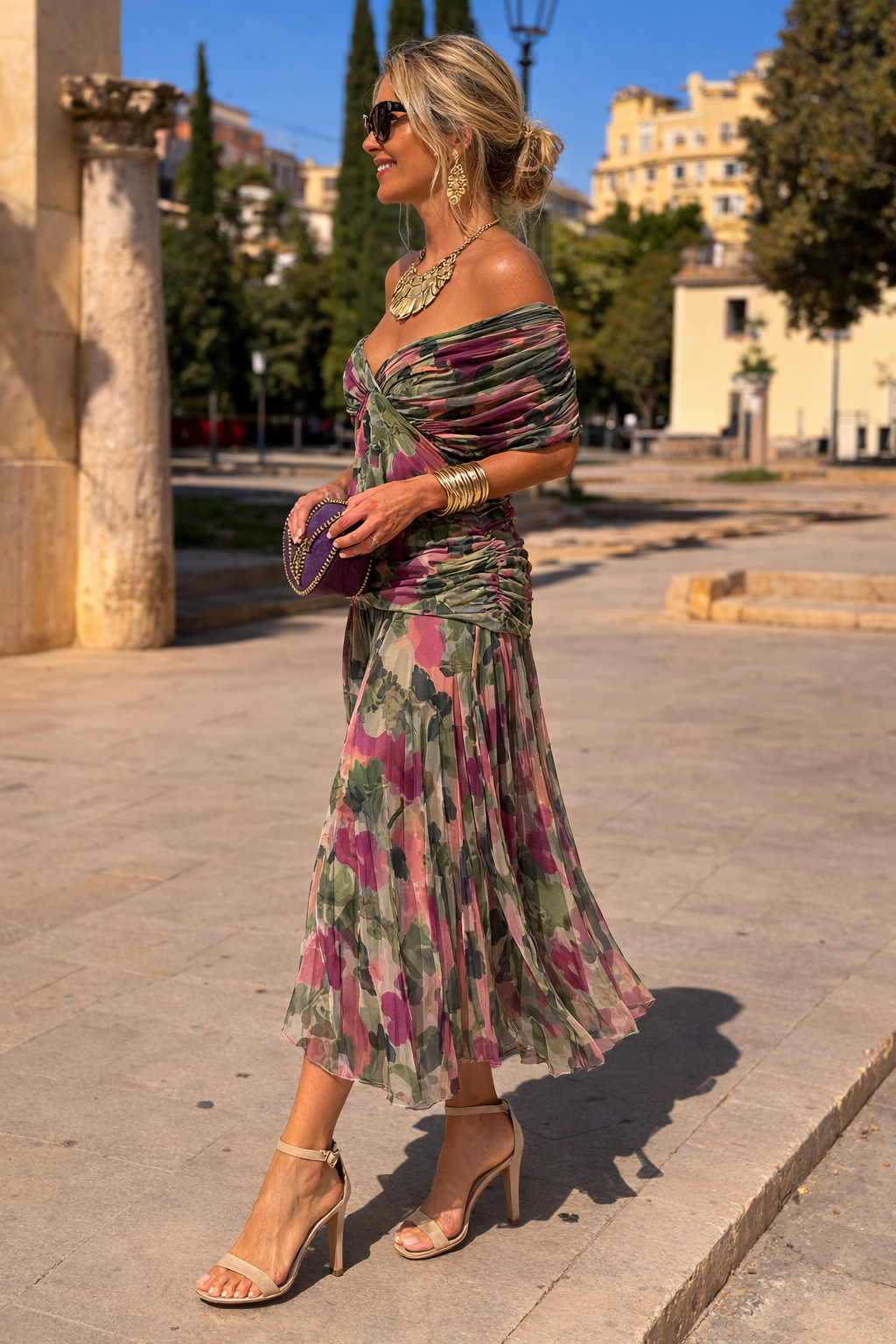 Elegant Maxi Party Dress with V-Neck