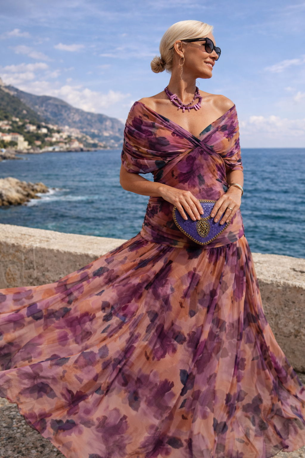 Elegant Maxi Party Dress with V-Neck
