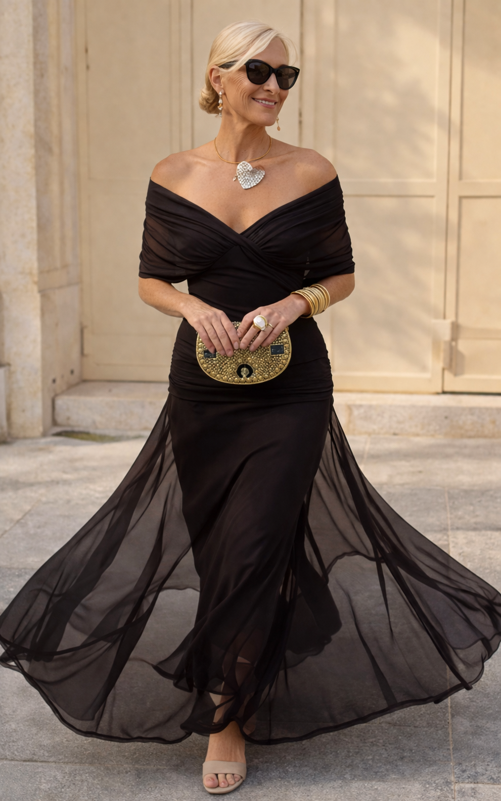 Elegant Maxi Party Dress with V-Neck