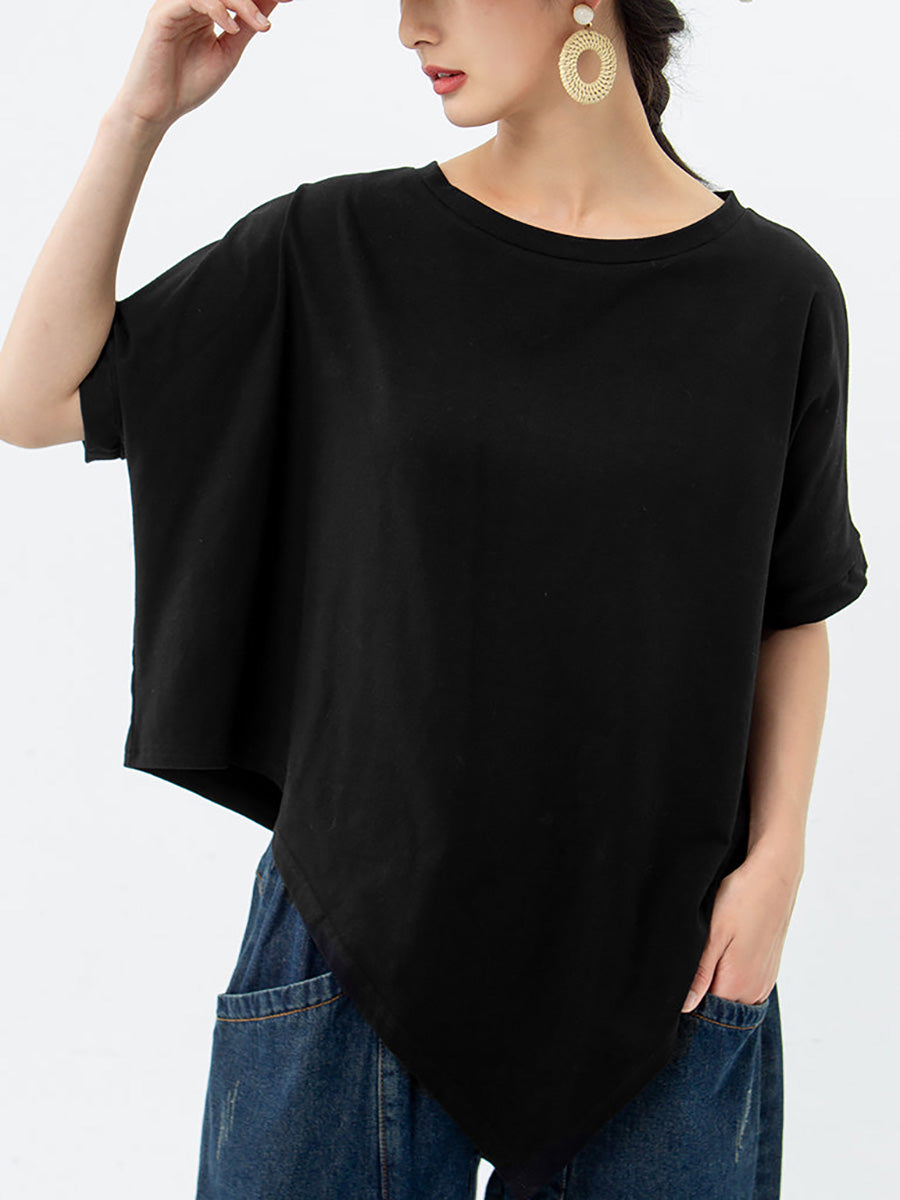 Női Aszimmetrikus Szabású 100% Pamut Póló | Plus Size