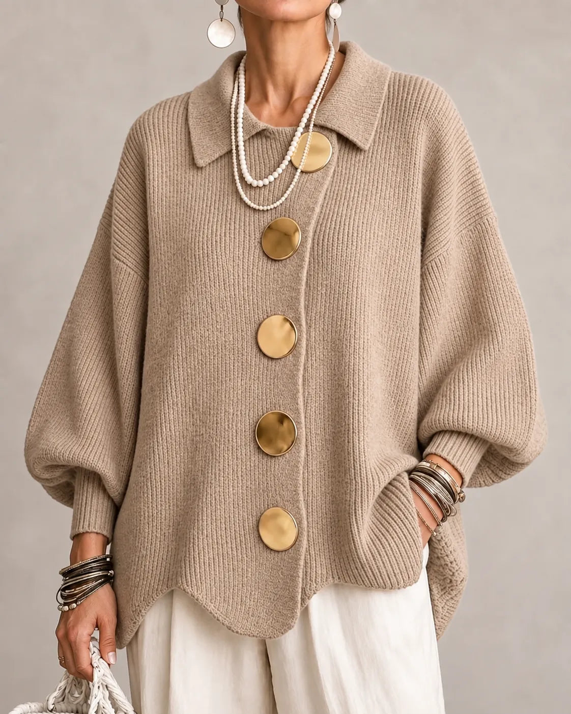 Elara oversize kötött kardigán – bézs