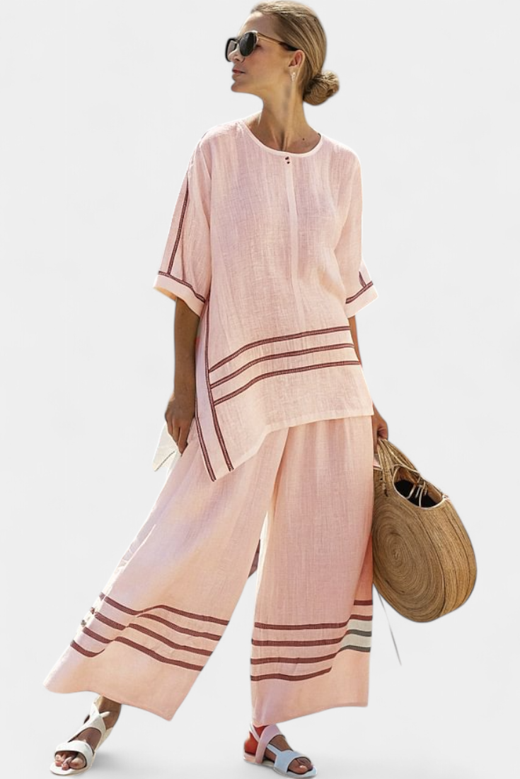 Wide striped, asymmetrical overall - modern and comfortable style