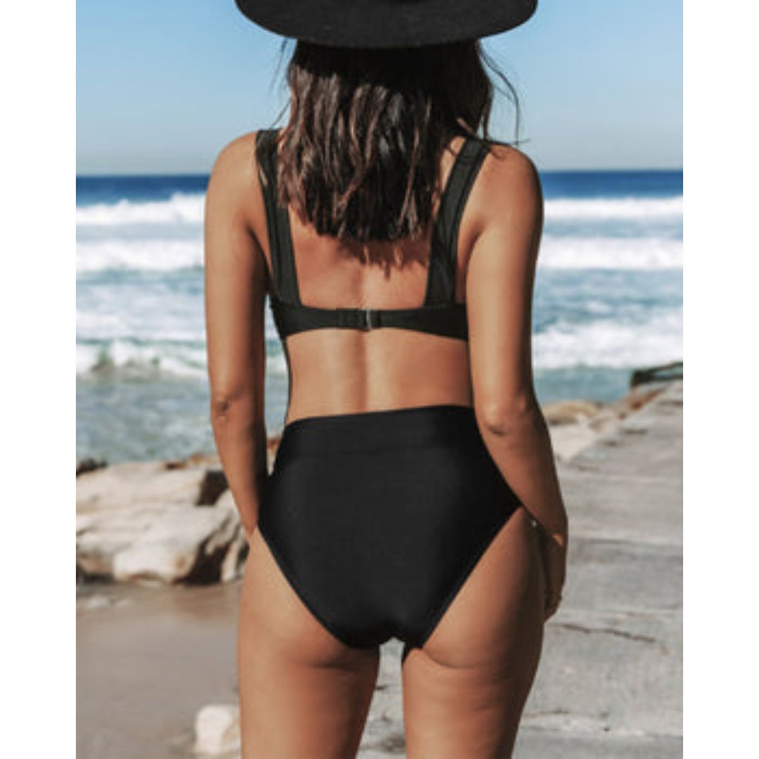 Hilde - High-waisted plain swimsuit