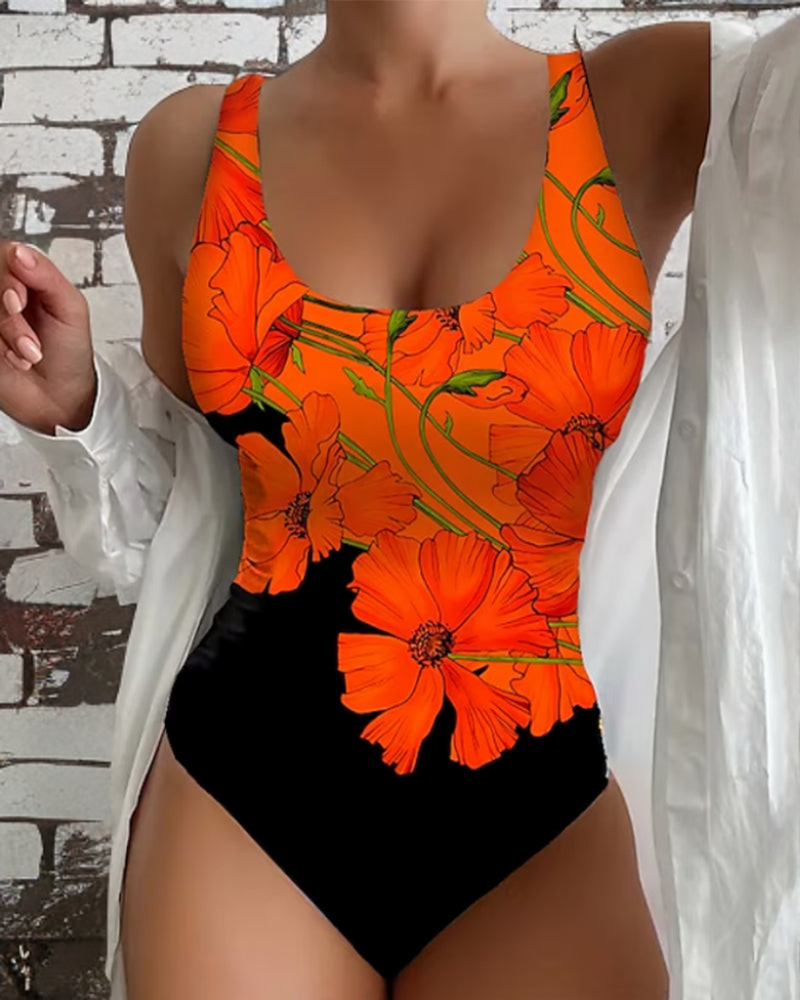Lucy - Elegant Floral One-Piece Swimsuit