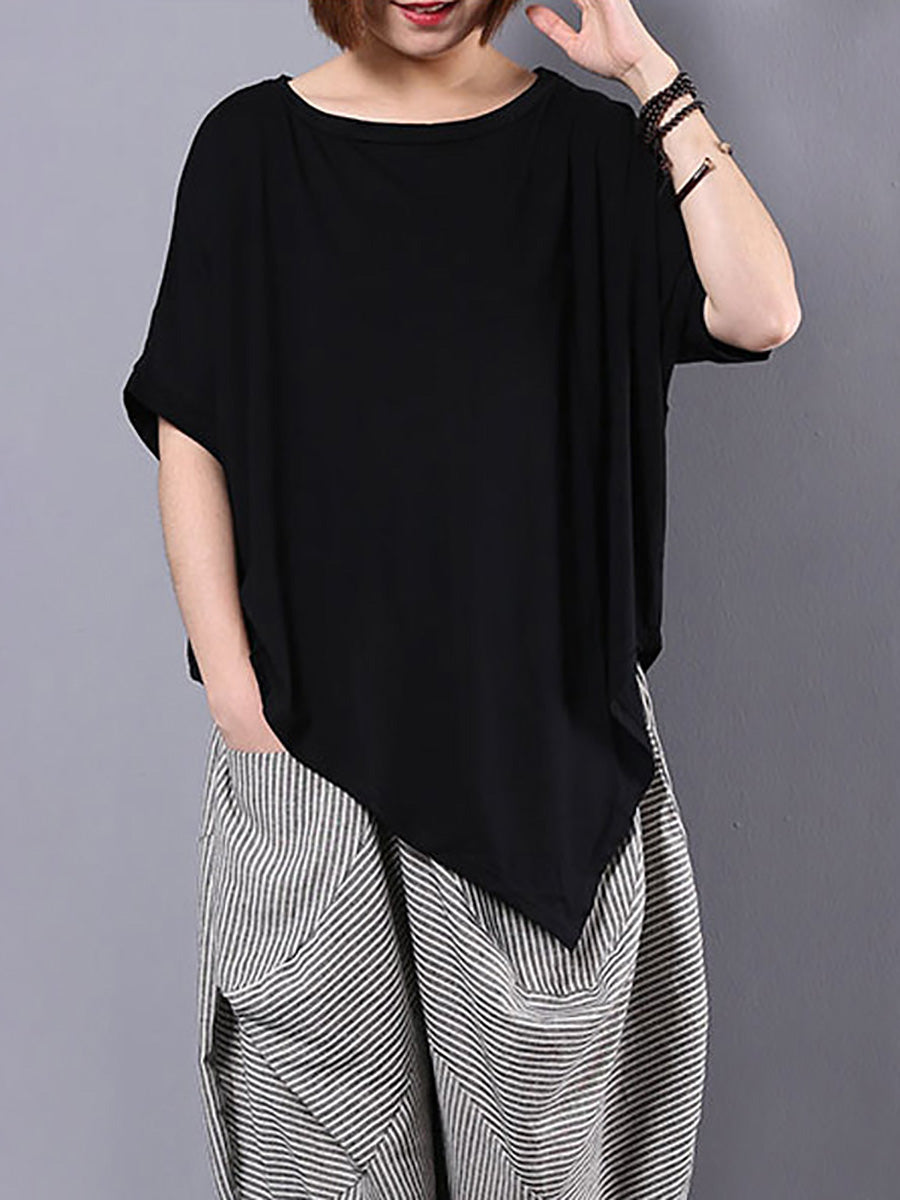 Női Aszimmetrikus Szabású 100% Pamut Póló | Plus Size