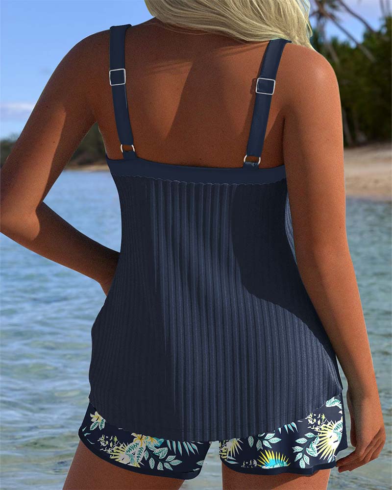 Laluna® | Striped tankini with briefs, two-piece