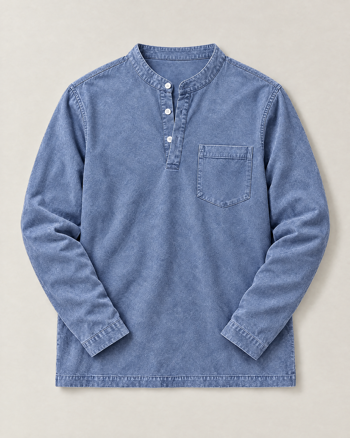 Saltwater henley póló – kék, kiterítve