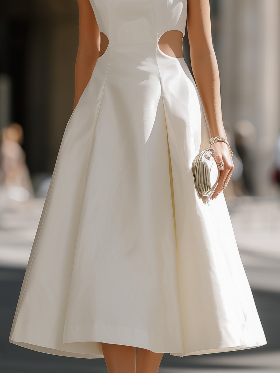 Midi A-line Dress with Side Cutouts