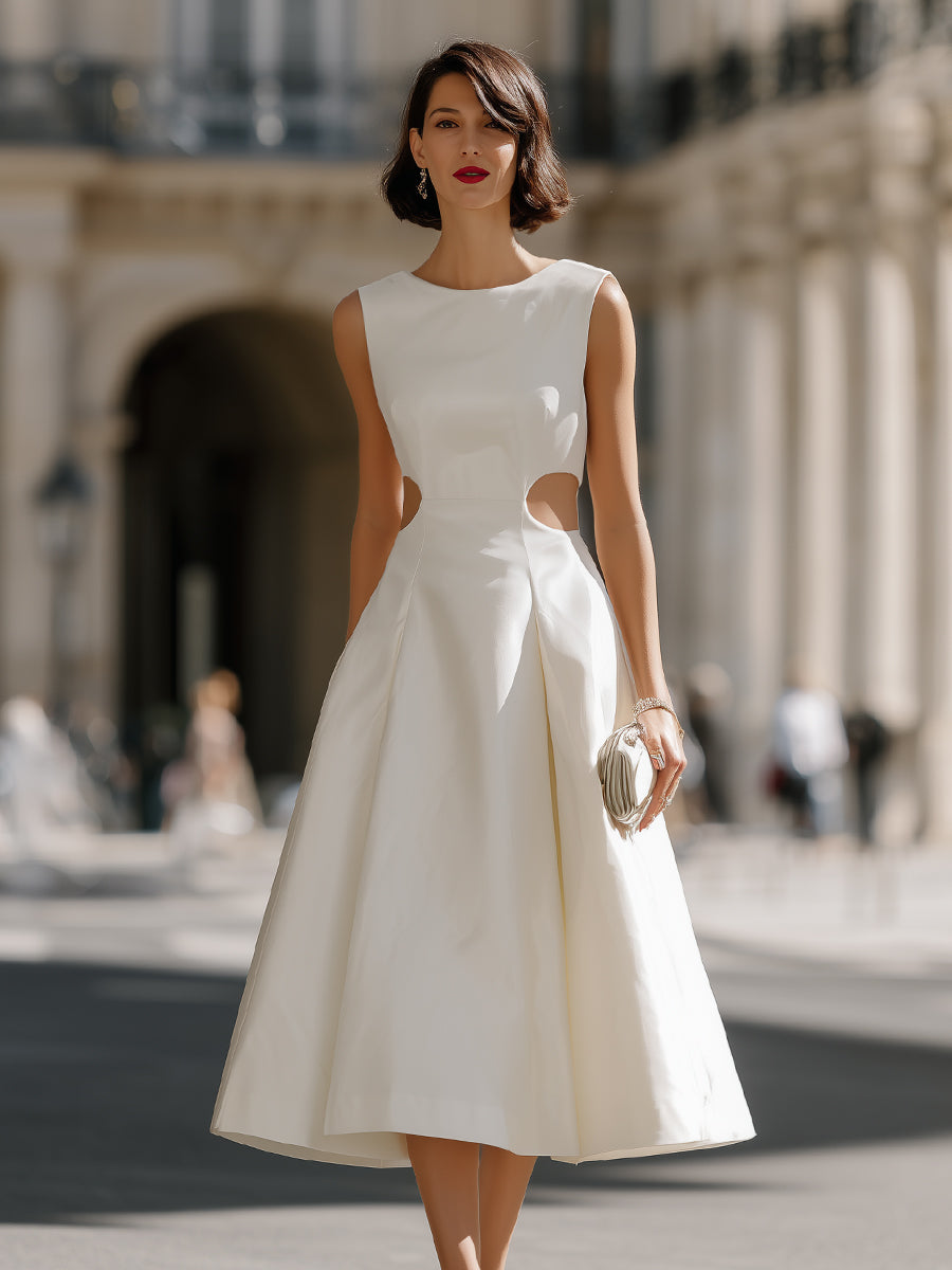 Midi A-line Dress with Side Cutouts