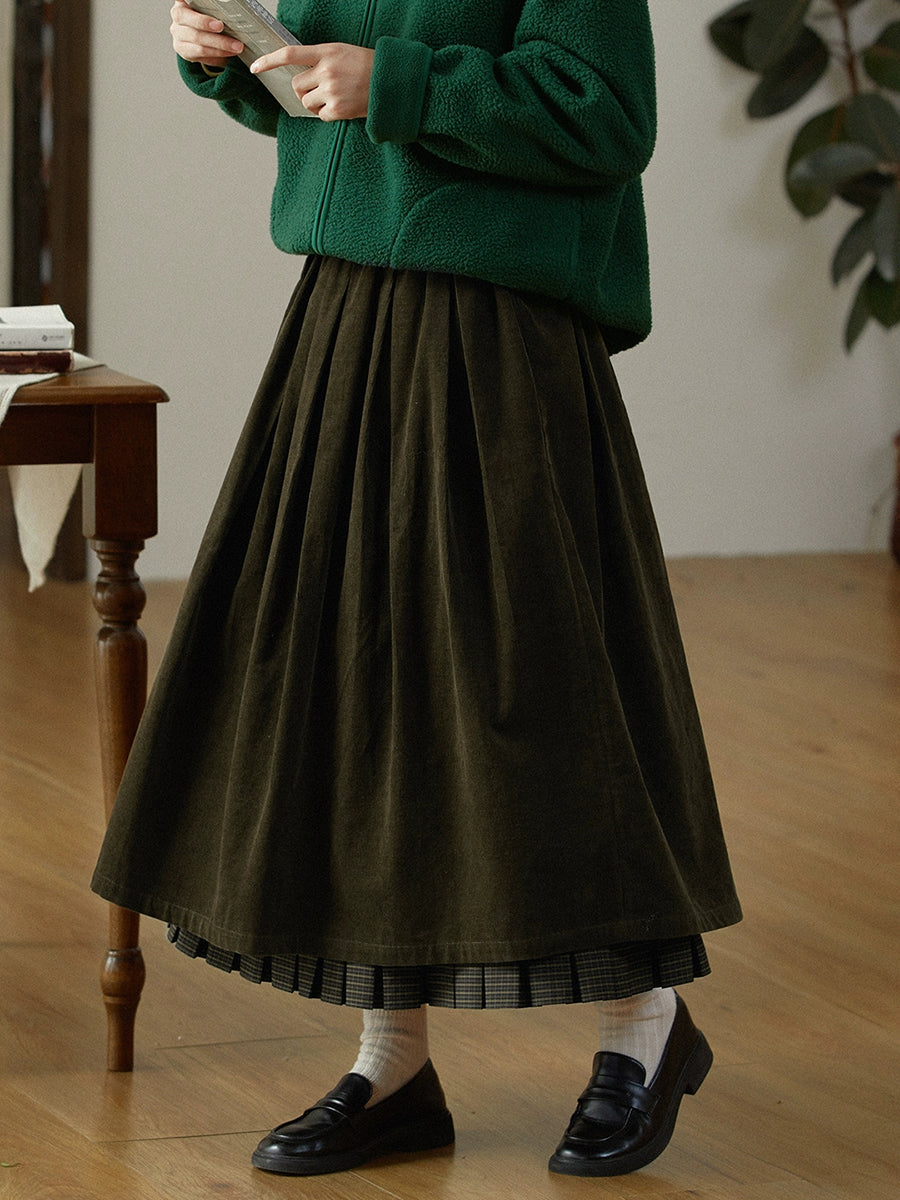 Retro Kockás Betétes 100% Pamut Szoknya | Plus Size