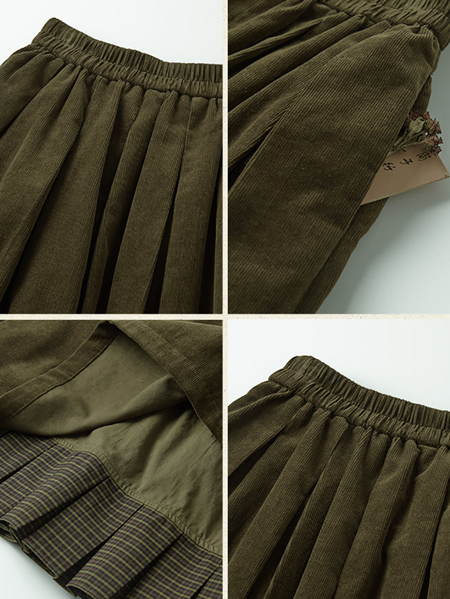 Retro Kockás Betétes 100% Pamut Szoknya | Plus Size