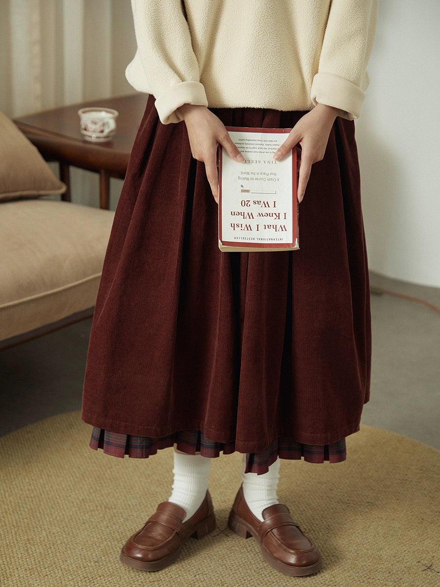 Retro Kockás Betétes 100% Pamut Szoknya | Plus Size