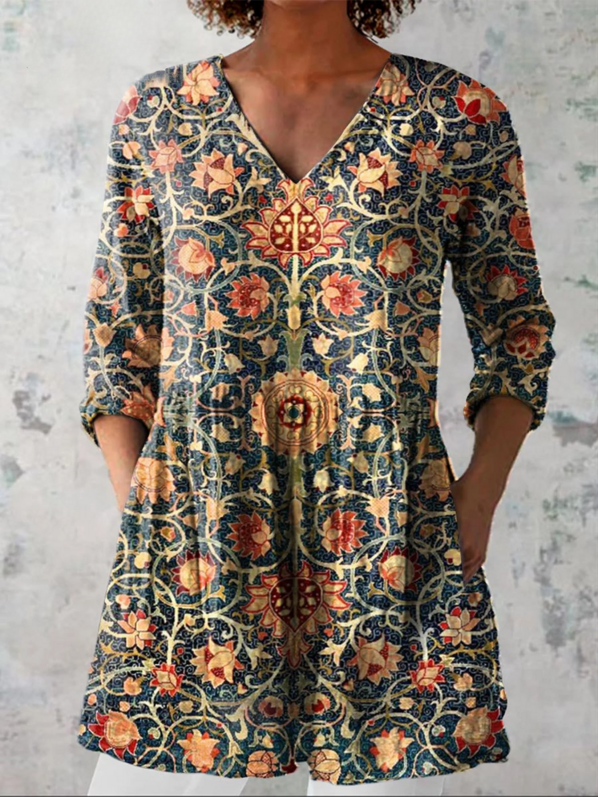 Celine | Long-sleeved V-neck Blouse