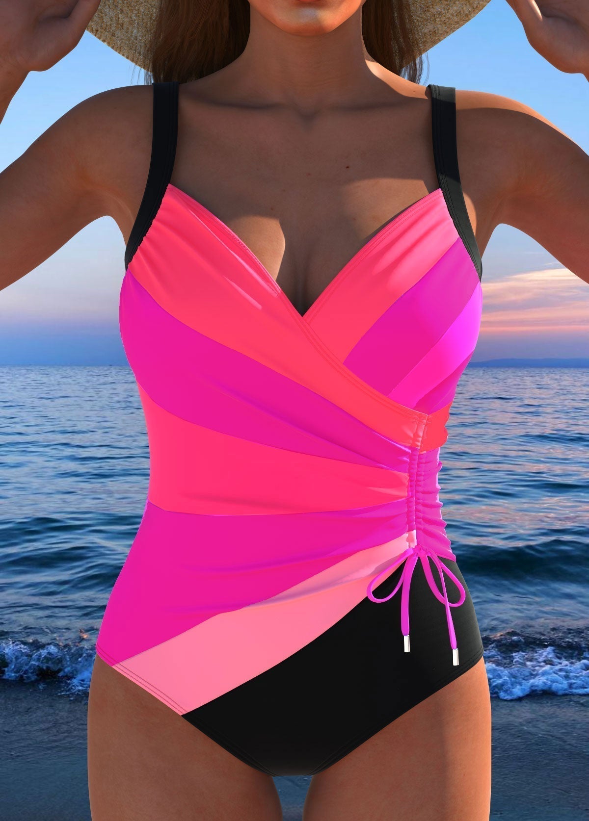Luxury swimwear with a colorful pattern