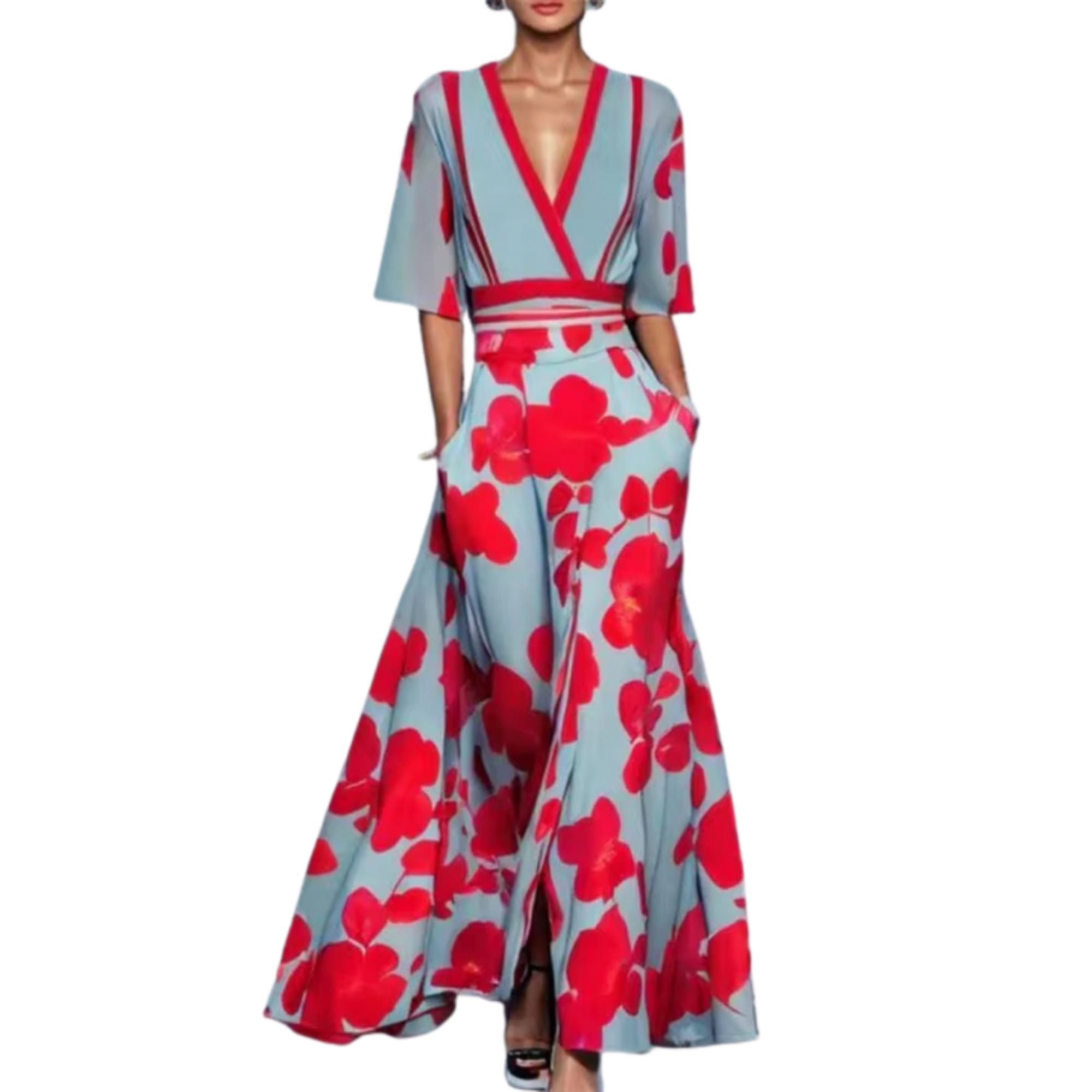 Noelle | Spring Floral V-Neck Dress