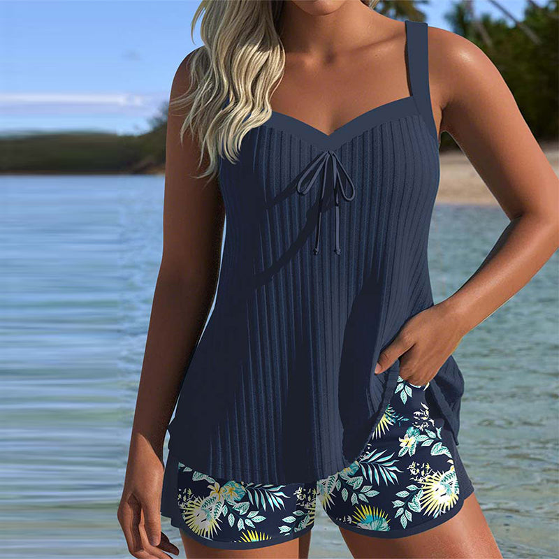 Laluna® | Striped tankini with briefs, two-piece