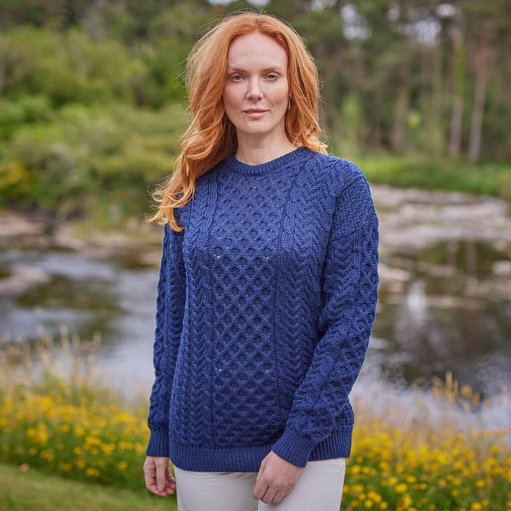 Women's Traditional Crew Neck Aran Sweater