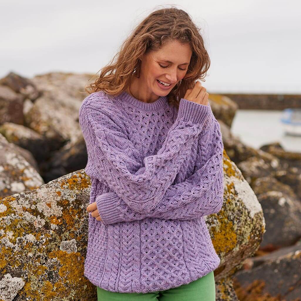 Women's Traditional Crew Neck Aran Sweater