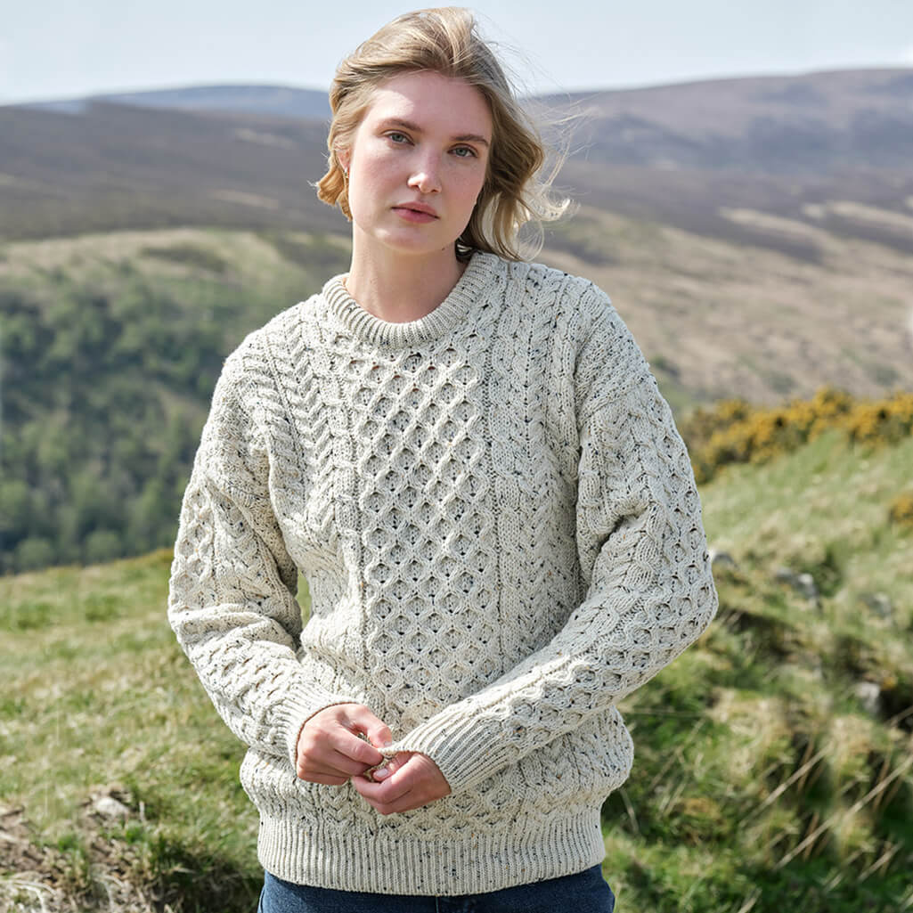 Women's Traditional Crew Neck Aran Sweater