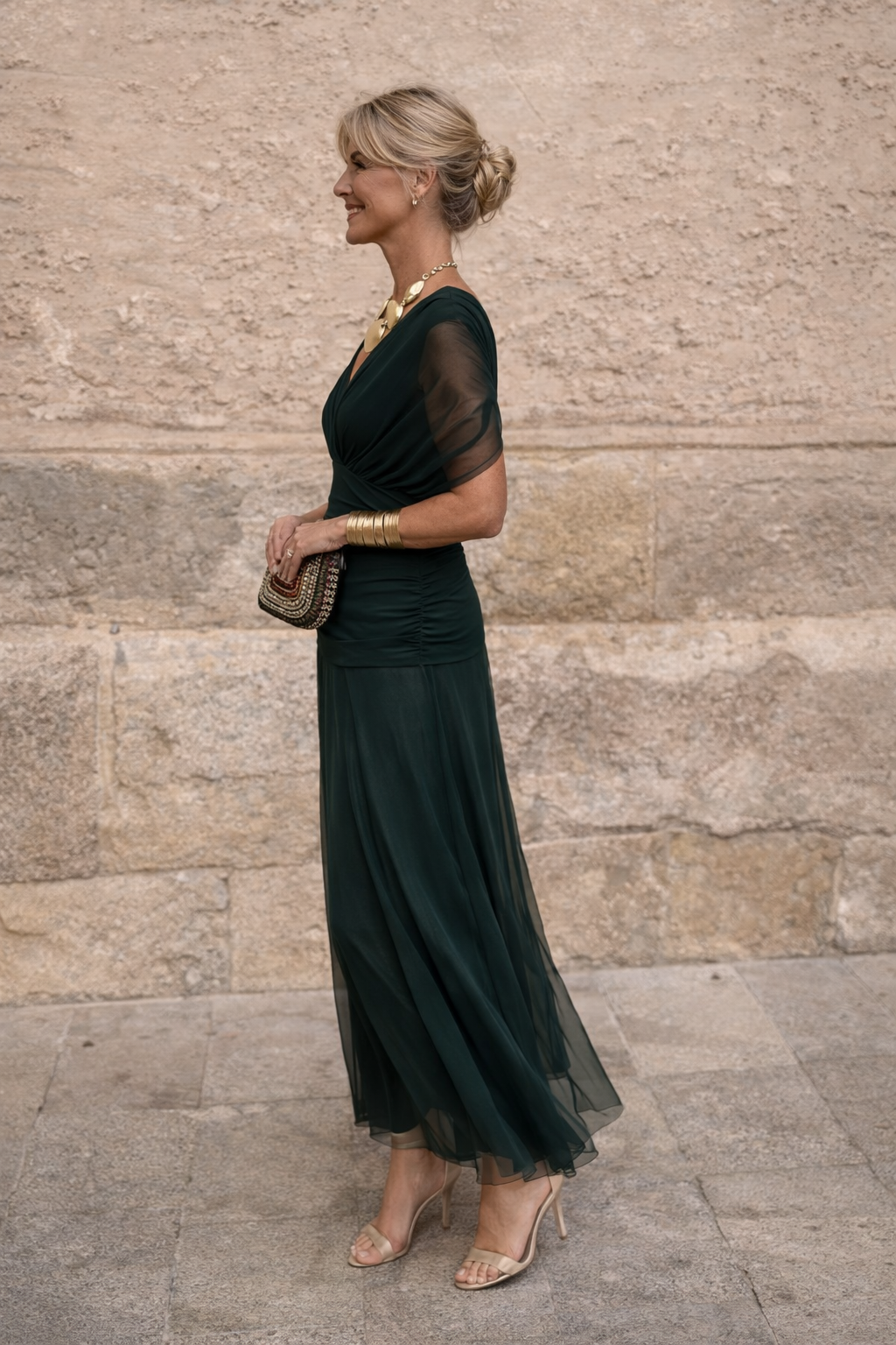Elegant Maxi Party Dress with V-Neck