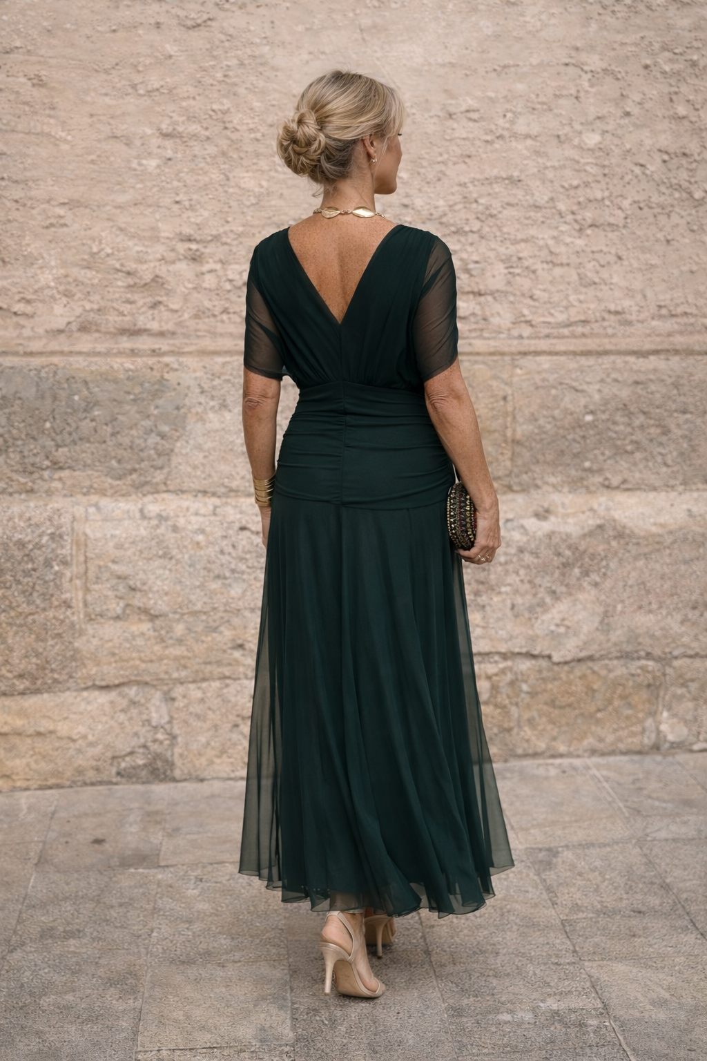 Elegant Maxi Party Dress with V-Neck