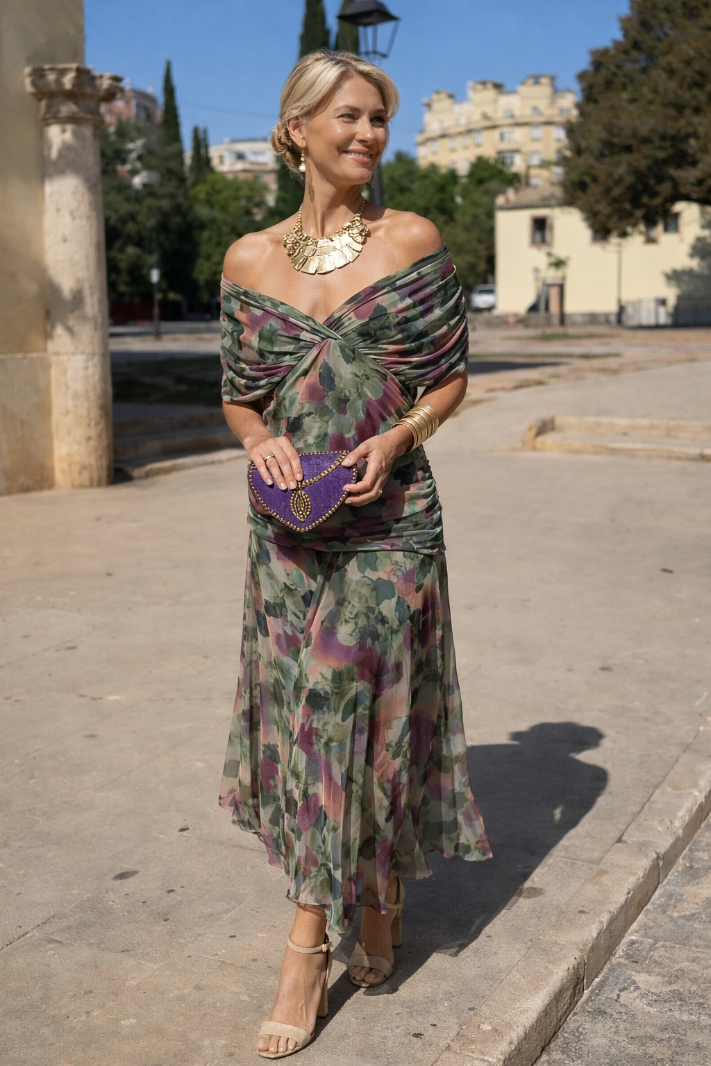 Elegant Maxi Party Dress with V-Neck