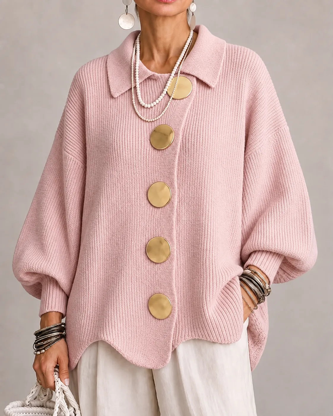 Elara oversize kötött kardigán – rózsaszín