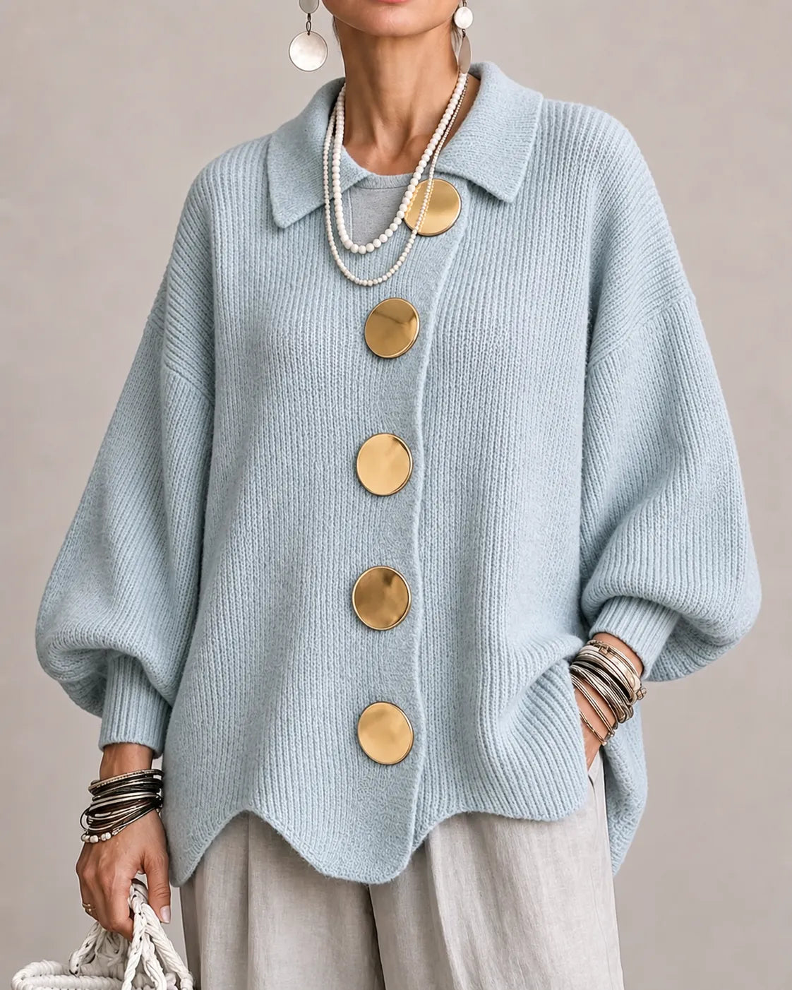Elara oversize kötött kardigán – világoskék