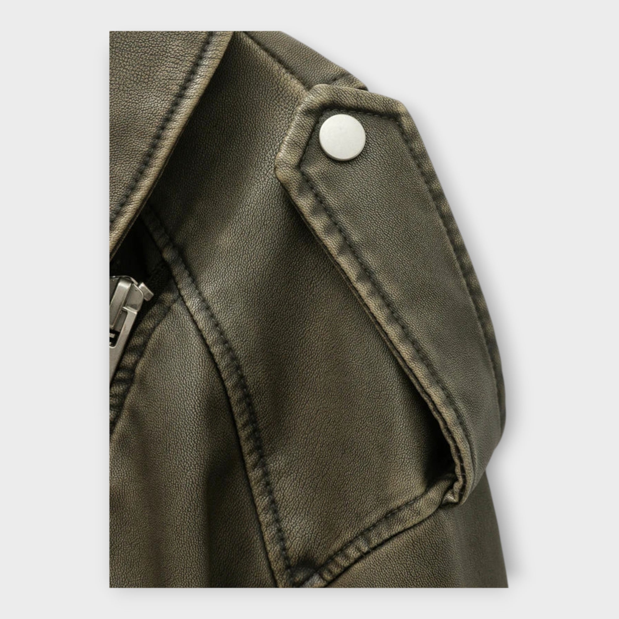 Modern Short Leather Jacket with Belt and Subtle Aesthetics