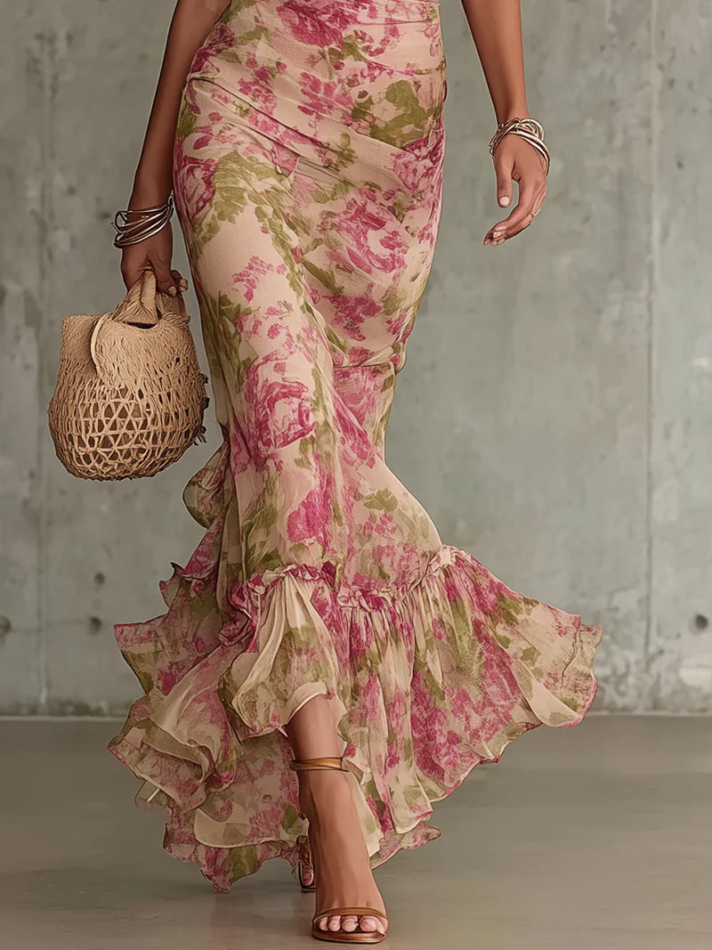 Mae | Maxi Dress with Puff Sleeves and Vintage Rose Print