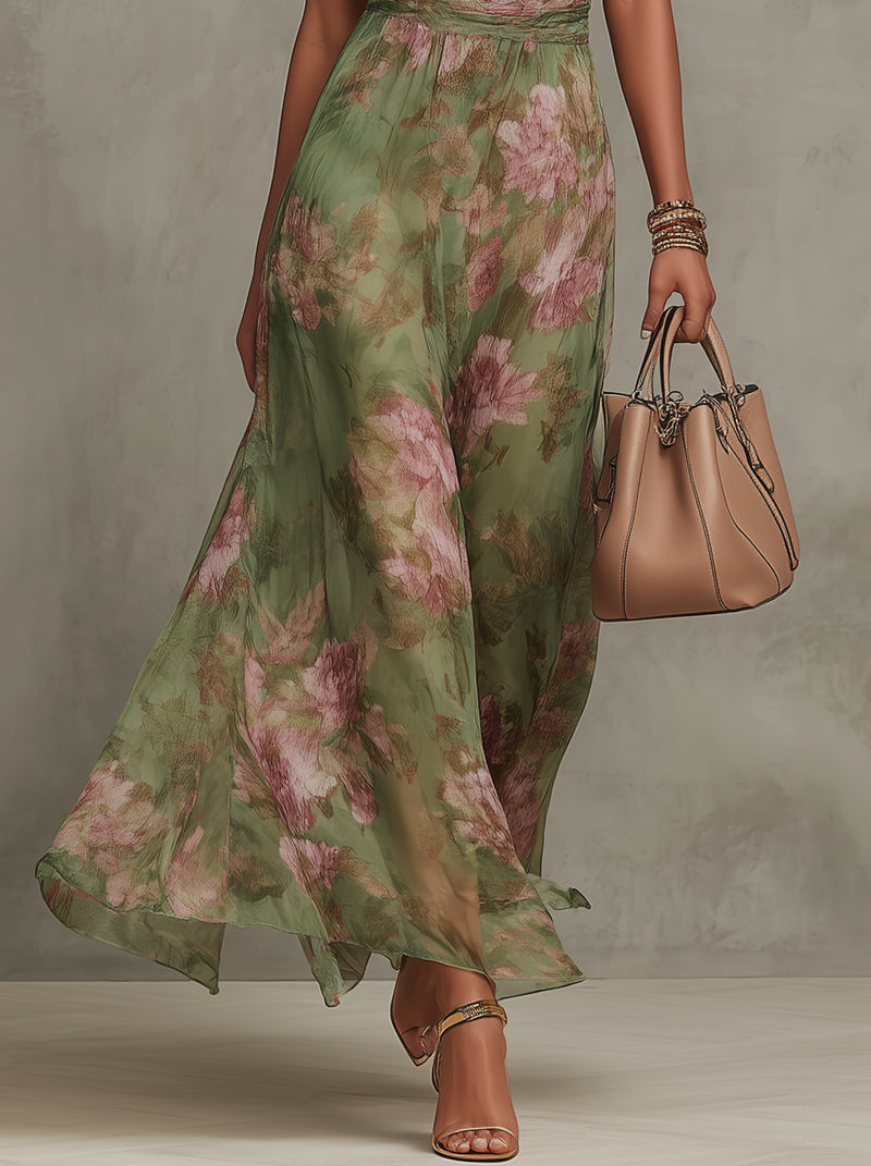 Florine™ | Green Floral Maxi Dress