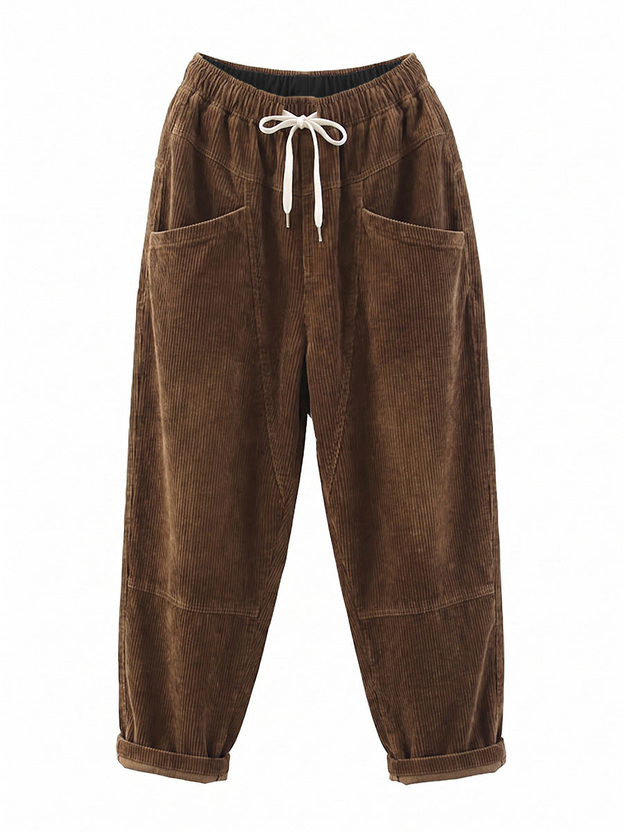 Vintage Gumis Derekú Kordbársony Nadrág | Plus Size