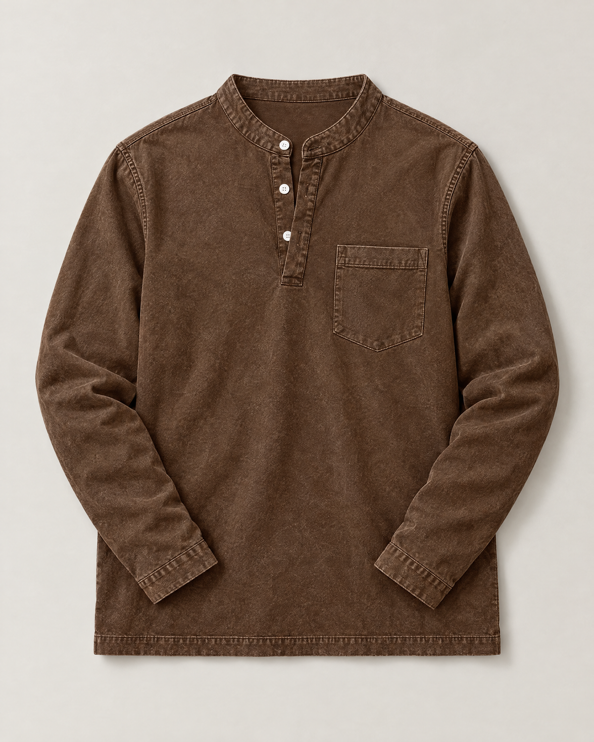 Saltwater henley póló – barna, kiterítve
