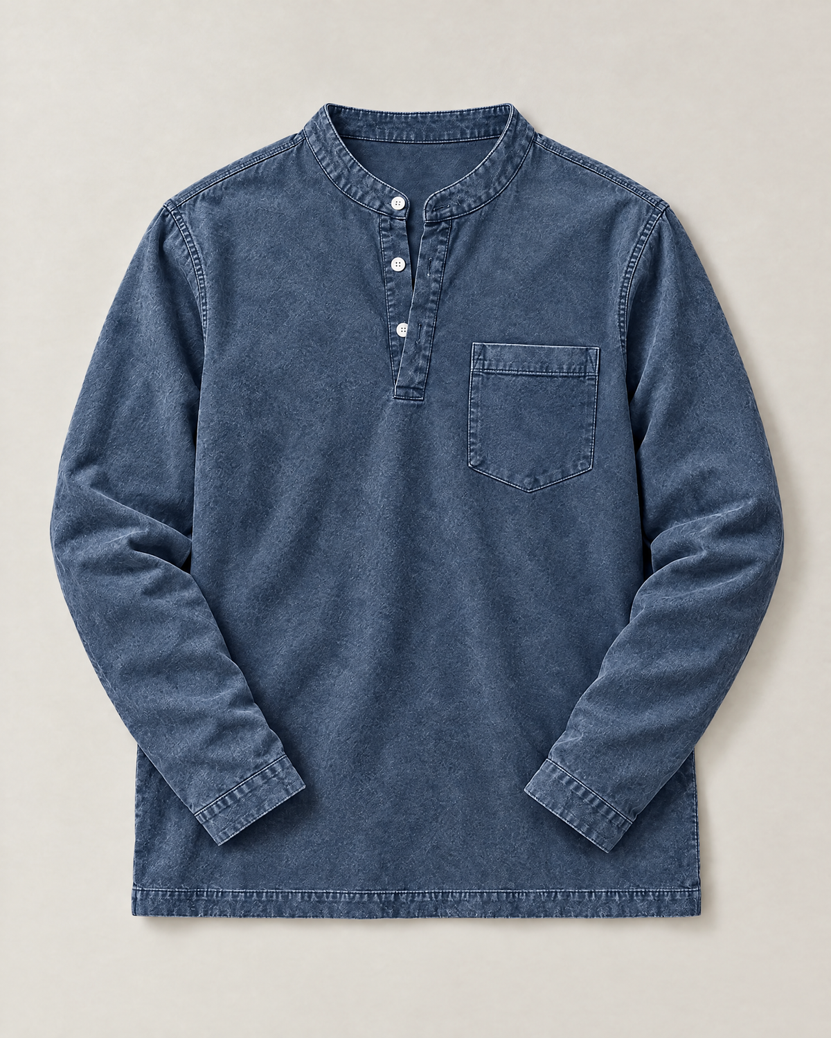 Saltwater henley póló – sötétkék, kiterítve