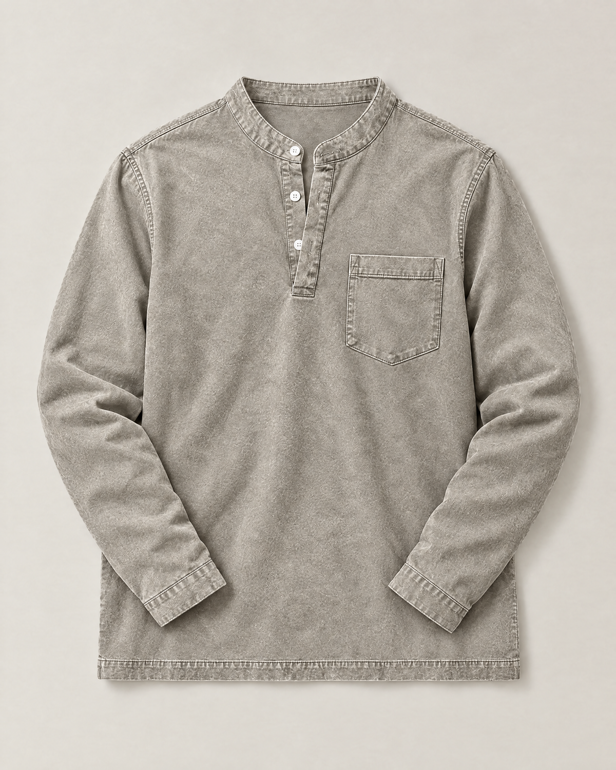 Saltwater henley póló – világosszürke, kiterítve