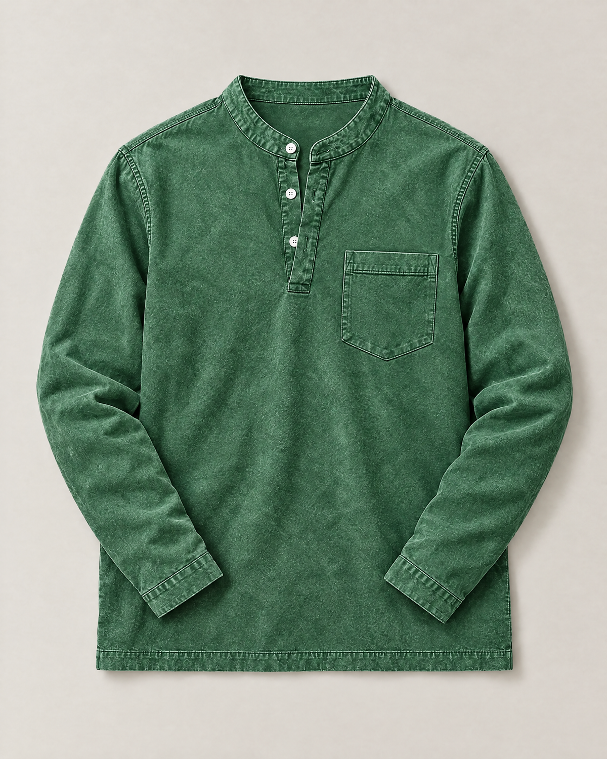 Saltwater henley póló – sötétzöld, kiterítve