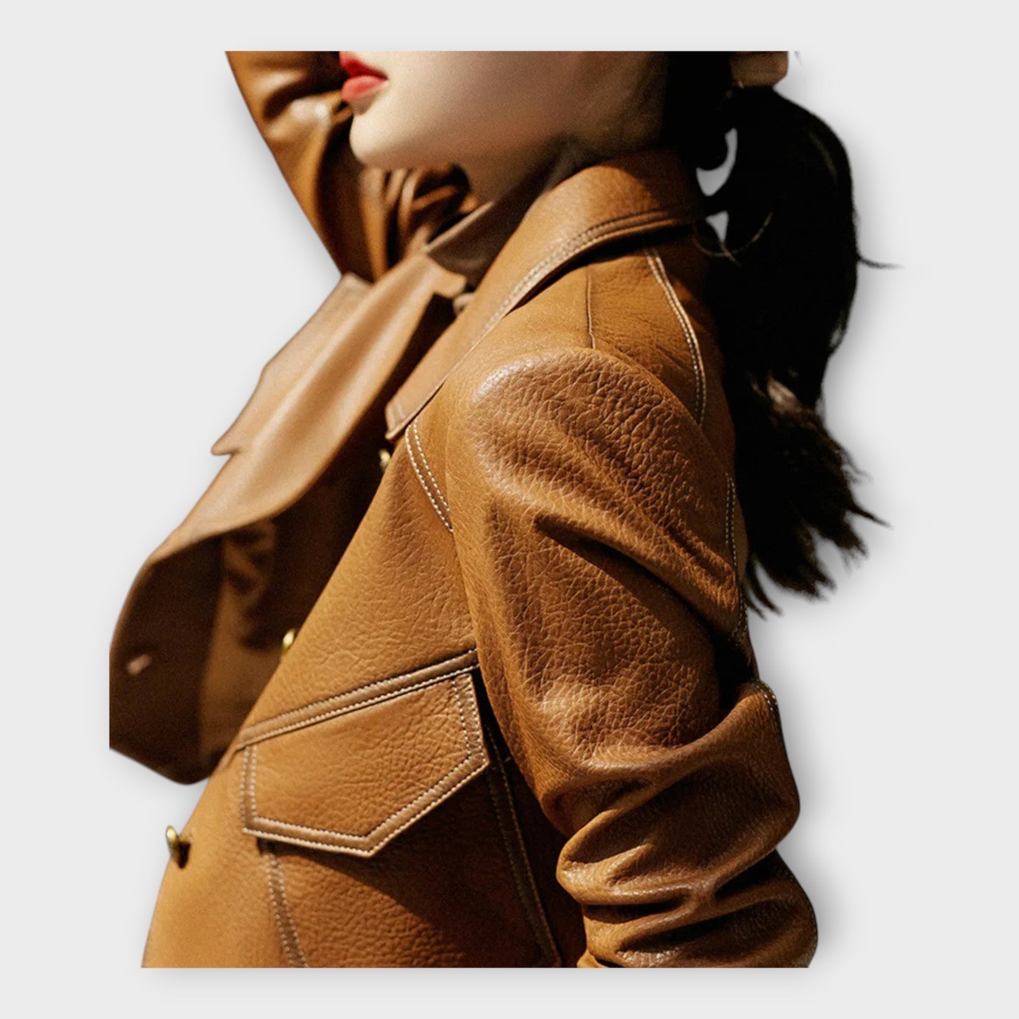 Elegant leather jacket with a modern design and refined aesthetics