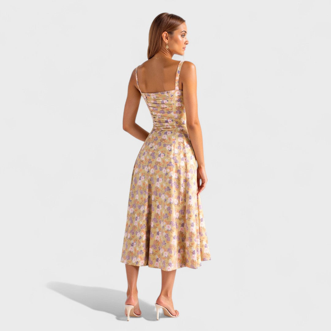 Kiana – Lace-Up Midi Dress
