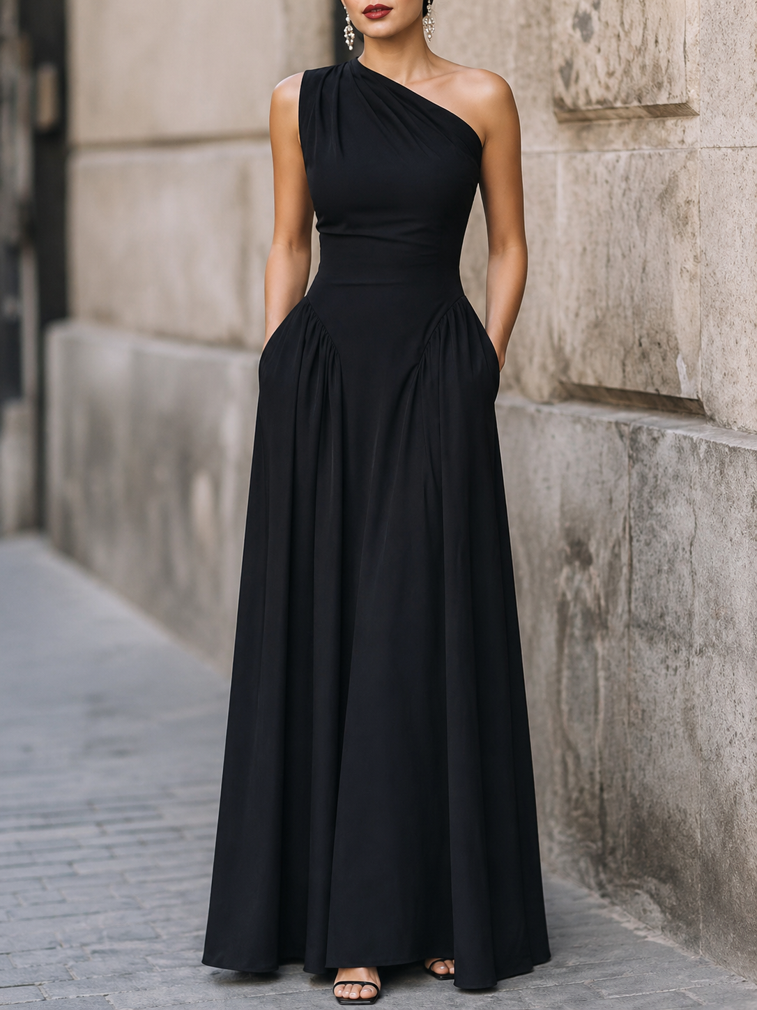 Elegant One-Shoulder A-line Cocktail Dress