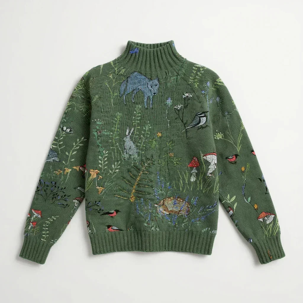 HANA - Comfortable, patterned knit sweater inspired by the forest